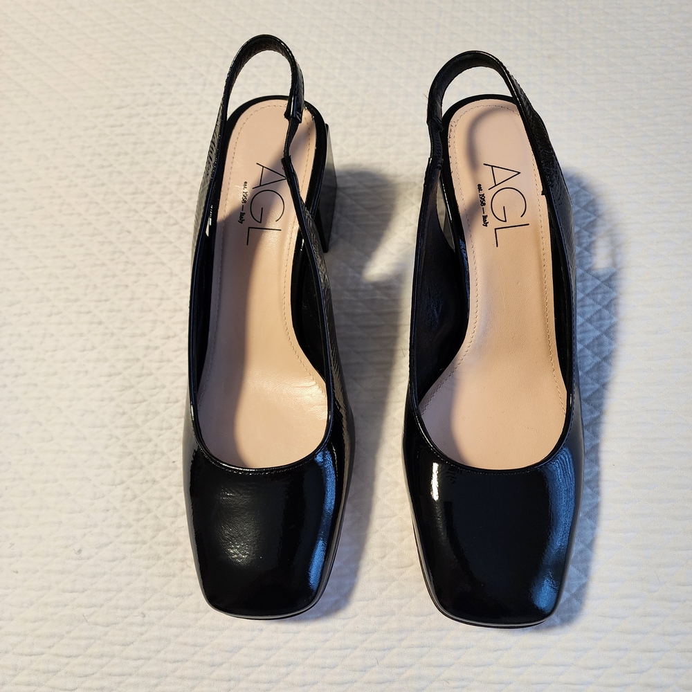 AGL New Black Patent Slingback Heels. Store Display. - Picture 6 of 8